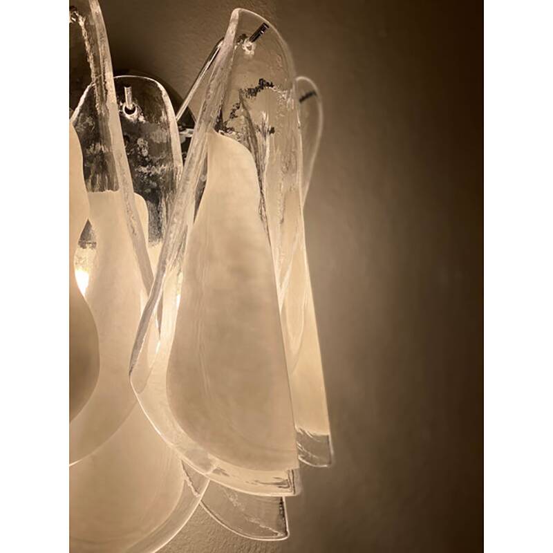 Set of Two "Rondini" Murano Glass Wall Sconces in Mazzega Style