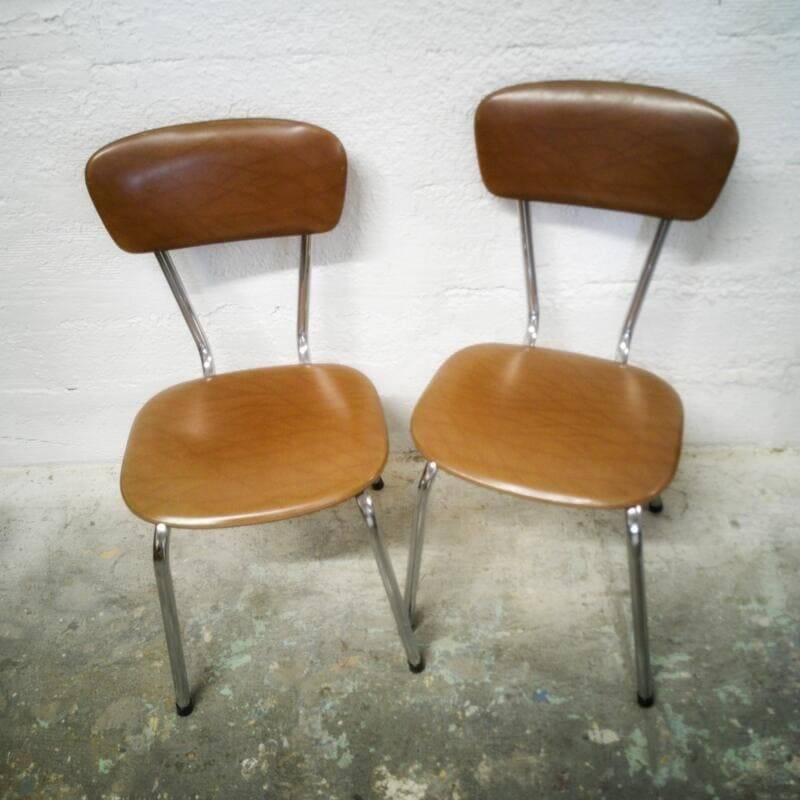Pair of vintage chrome and leatherette chairs