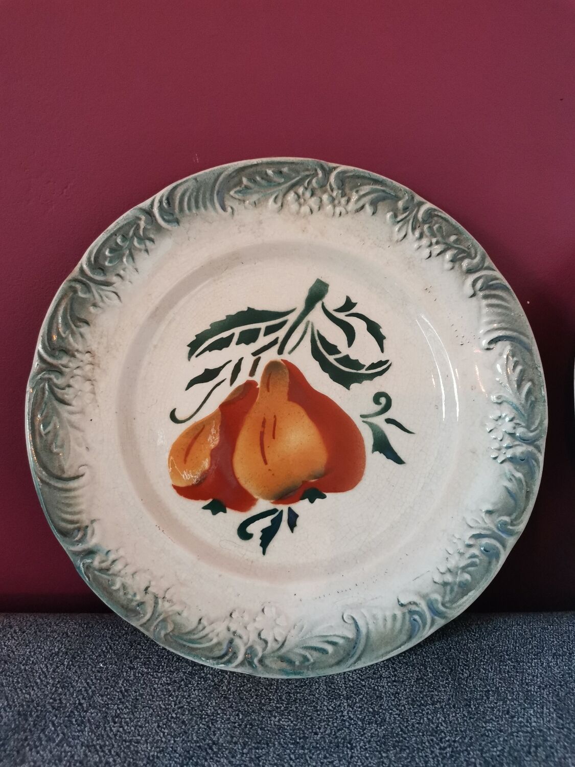 Slip fruit plates Faience New Givors