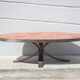 Jean Jaffeux coffee table, made of enamelled lava stone with a wrought iron structure, 60s.