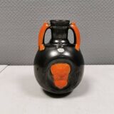 Vase in metallic glaze with orange details, Upsala Ekeby Sweden