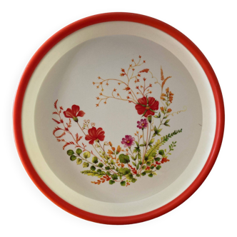 Vintage round tray with floral decoration