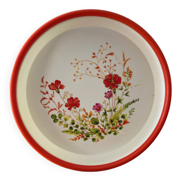 Vintage round tray with floral decoration