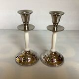Pair of silver metal candlesticks