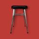 Pair of vintage stools in black faux leather and chrome steel – 1960s-1970s