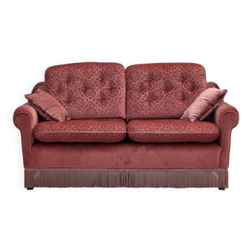 1980s, Scandinavian 2-seater sofa, pink furniture velour.