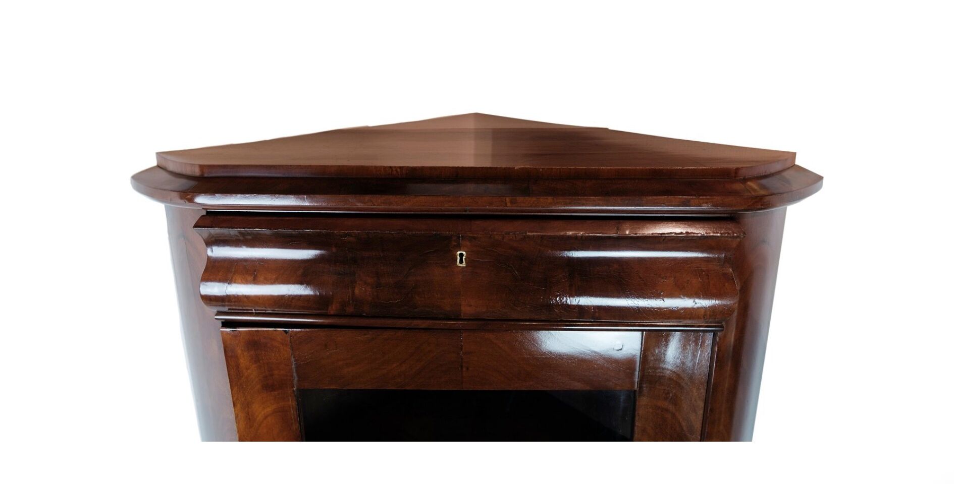 Antique Late Empire Corner Cabinet with Shelves in Mahogany from the 1840s
