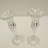 Paire de bougeoirs anciens en cristal