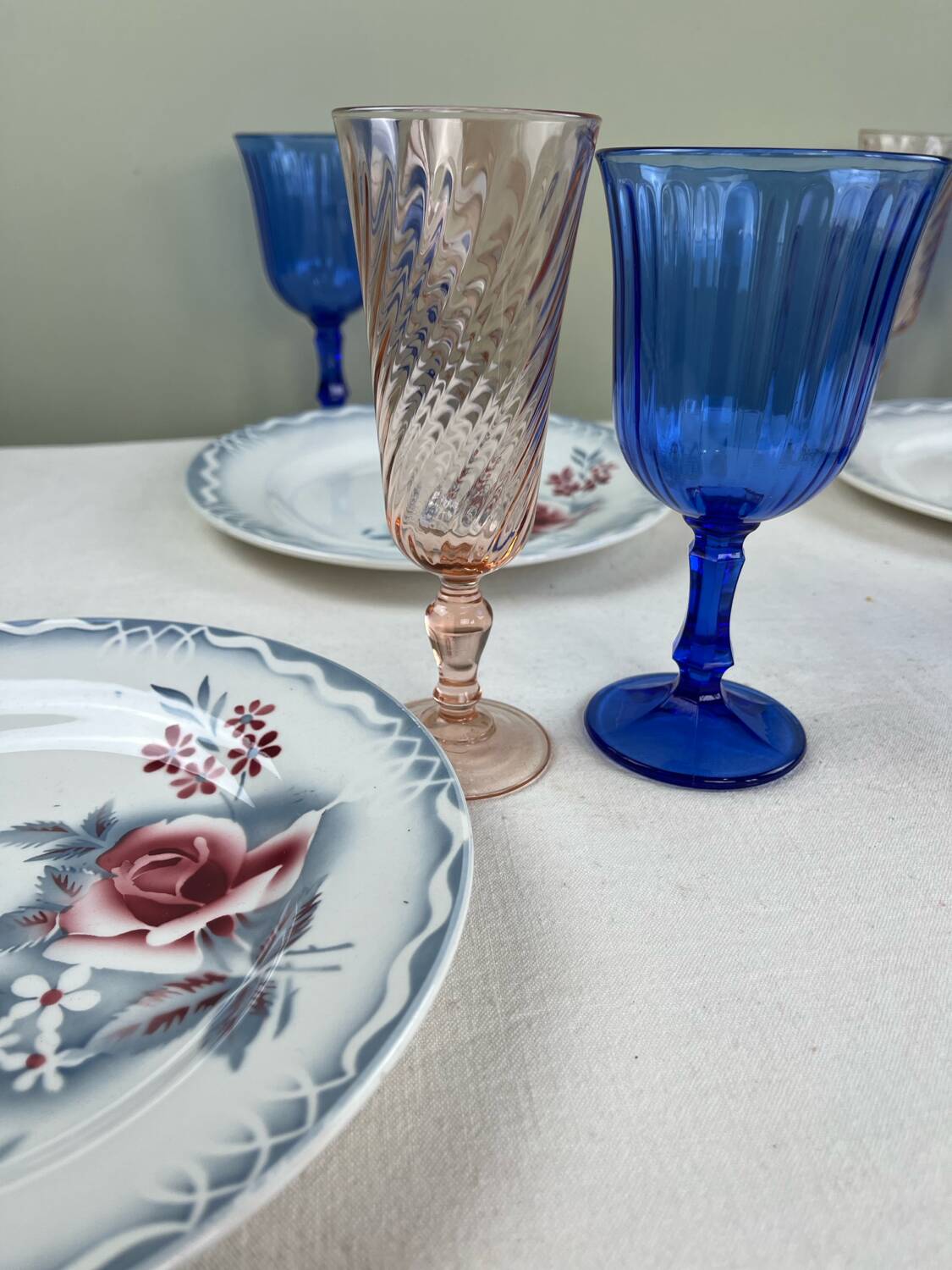 Blue stemmed glasses