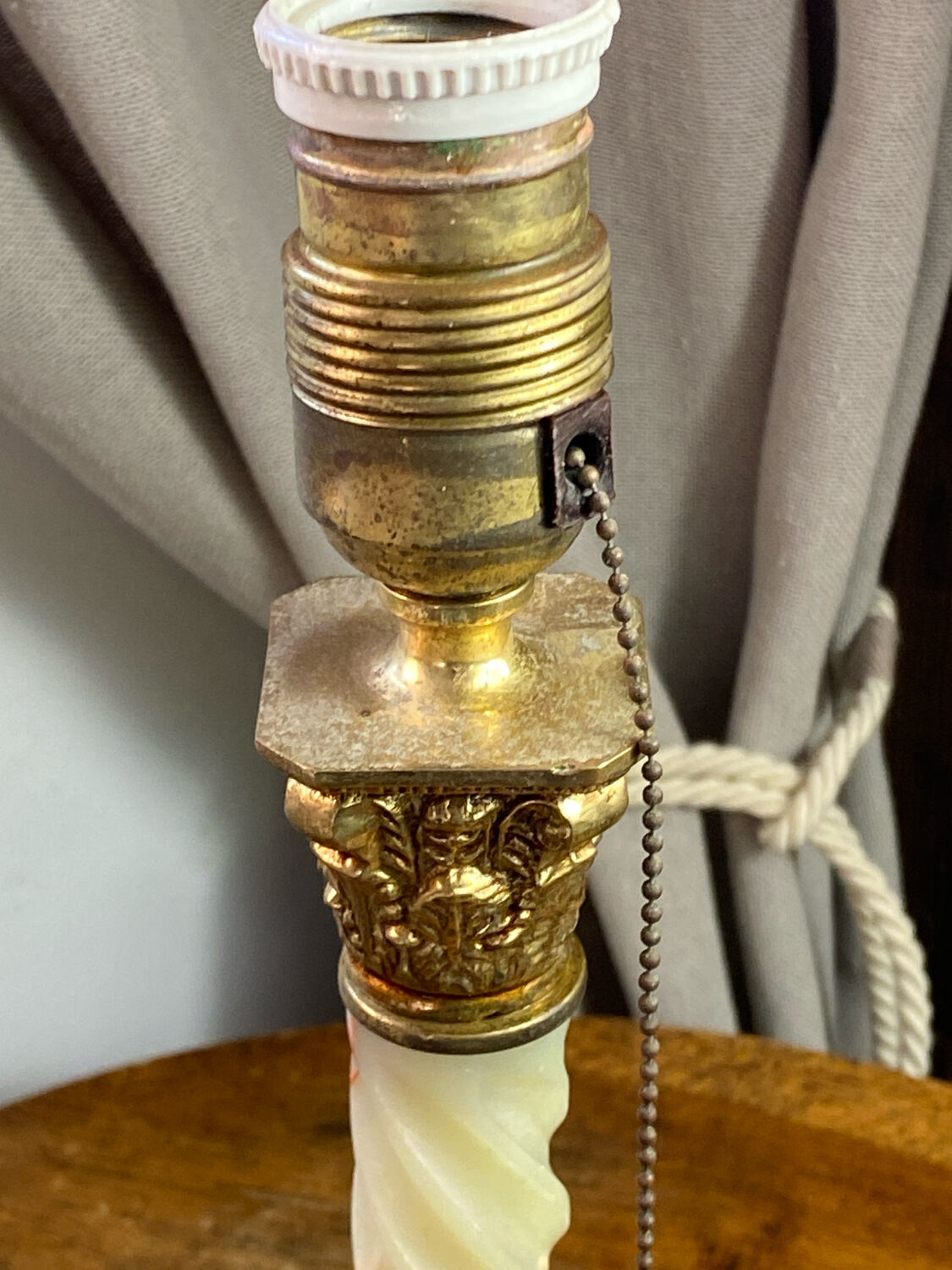 Twisted onyx and bronze lamp