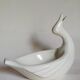 Empty pockets bird soap holder white ceramic Art-deco