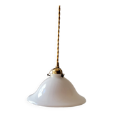 Bell pendant light in white opaline