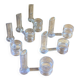 Knife rests, flower vases and candle holders in blown glass.