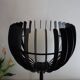 Design flower lamp 80's black metal - chromed metal globe ball - 55,5 cm