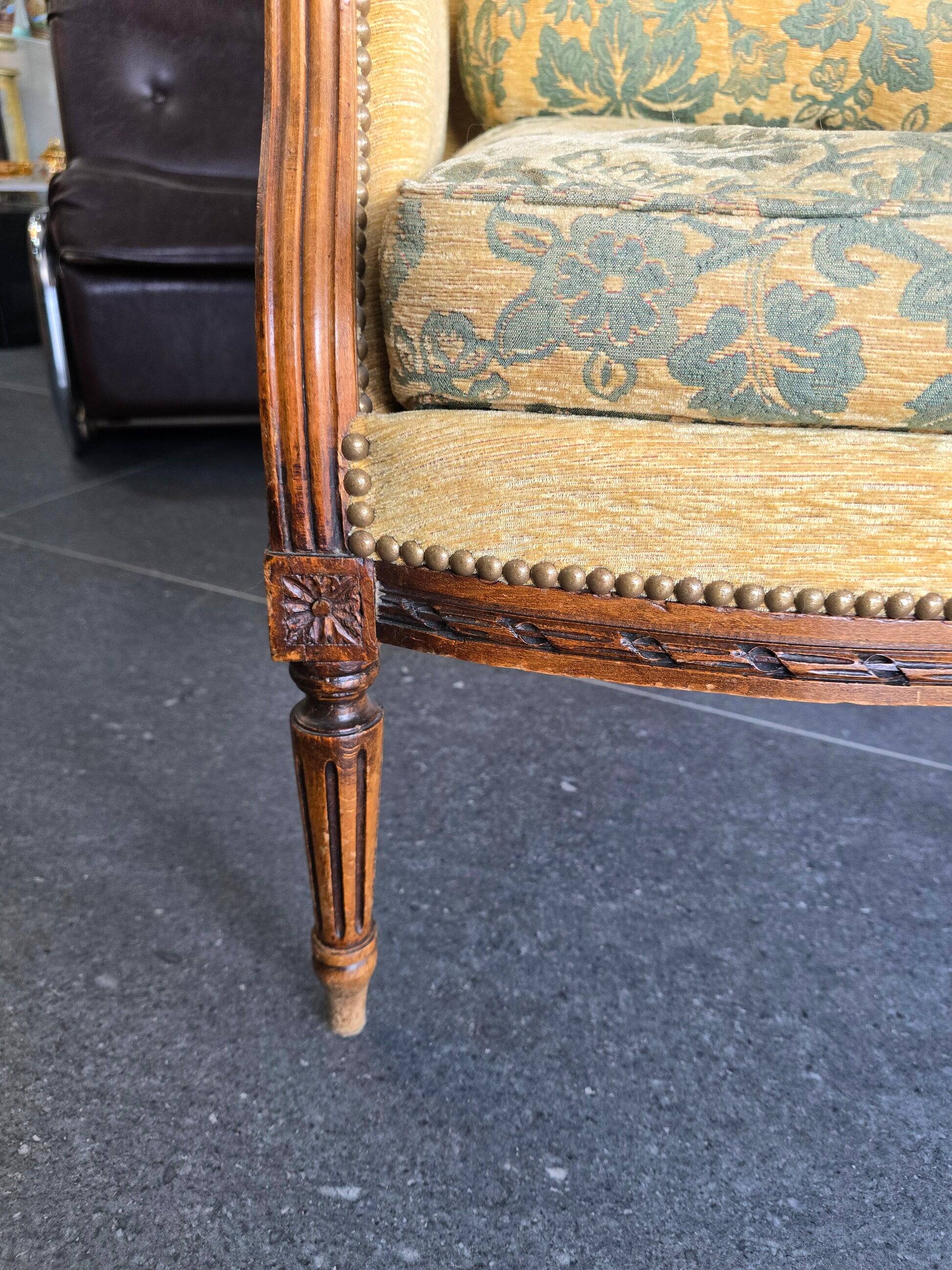 Louis XVI bergère armchairs, late 19th - early 20th century