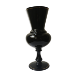 Vase en verre teinté noir avec liseré doré