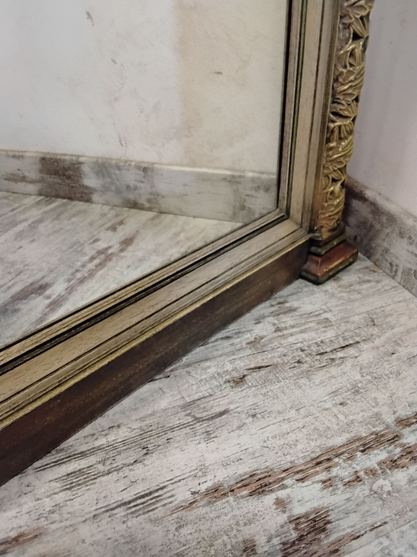 Large antique wooden mirror