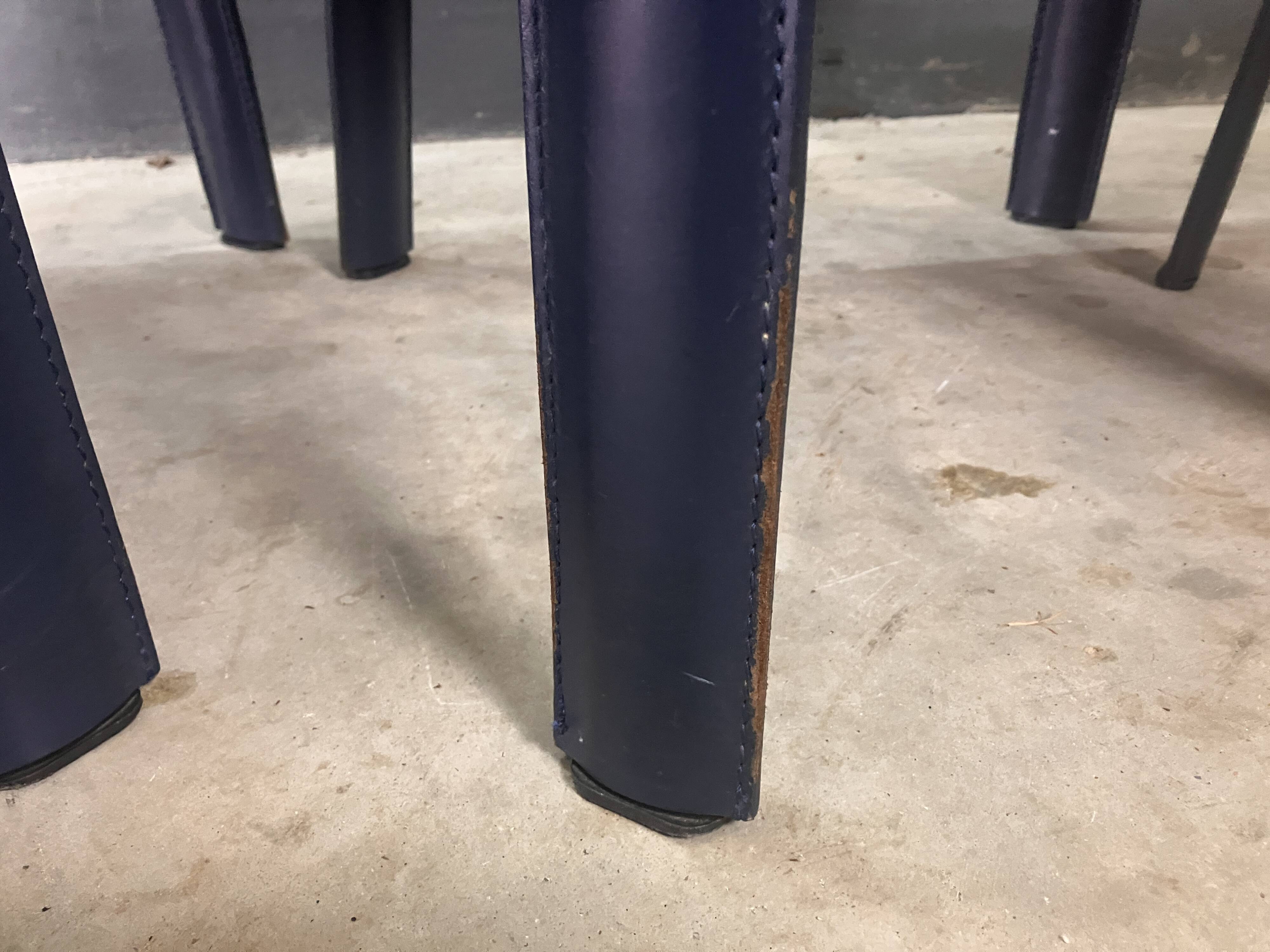 CHairs leather blue Italian Design Giancarlo Vegni