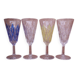Set of 4 Arlequin champagne flutes from Reims glassworks / VMC