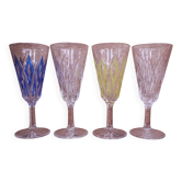 Set of 4 Arlequin champagne flutes from Reims glassworks / VMC
