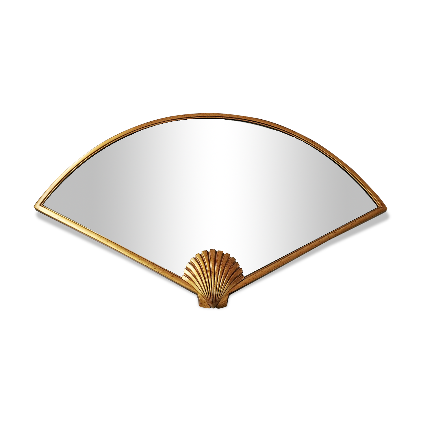 Vintage golden wooden mirror, '80s, Hollywood Regency