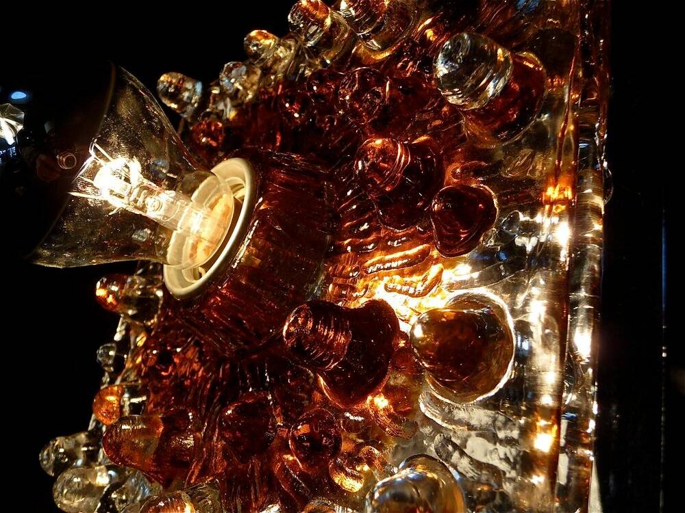 Murano glass & chromed metal wall lamp attributed to  Mazzega Italy 1960s