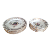 Set of 13 plates with Japanese motifs in real Limoges porcelain