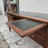 Louis XVI style minister's desk in solid walnut, 4 drawers, old manufacture