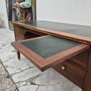 Louis XVI style minister's desk in solid walnut, 4 drawers, old manufacture