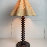 French wood turned table lamp in the style of Charles Dudouyt, 1950s