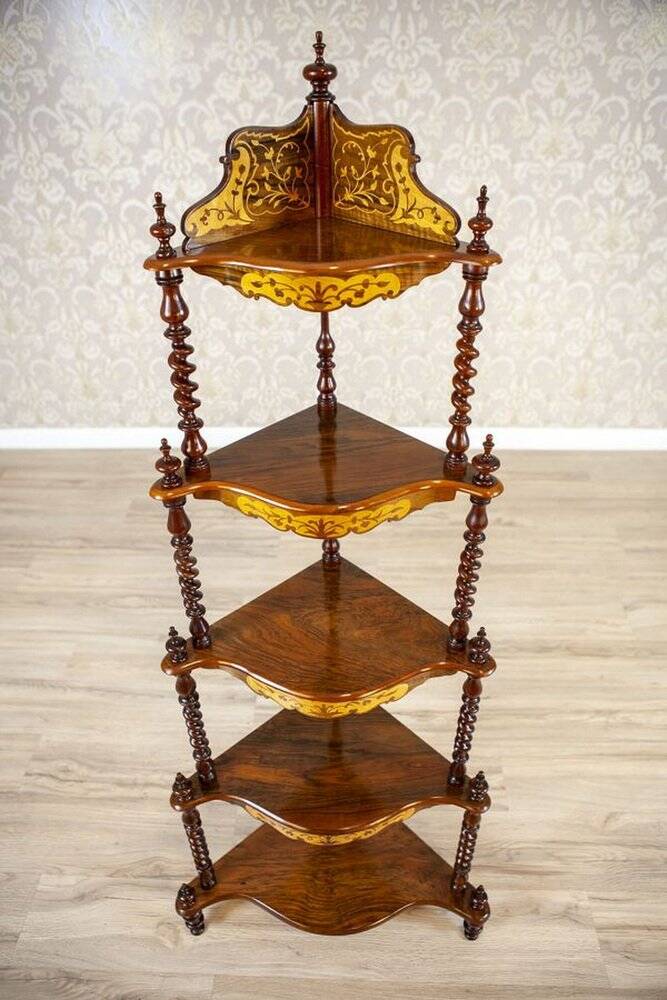 Late 19th Century Inlaid Corner Shelf, 1890s