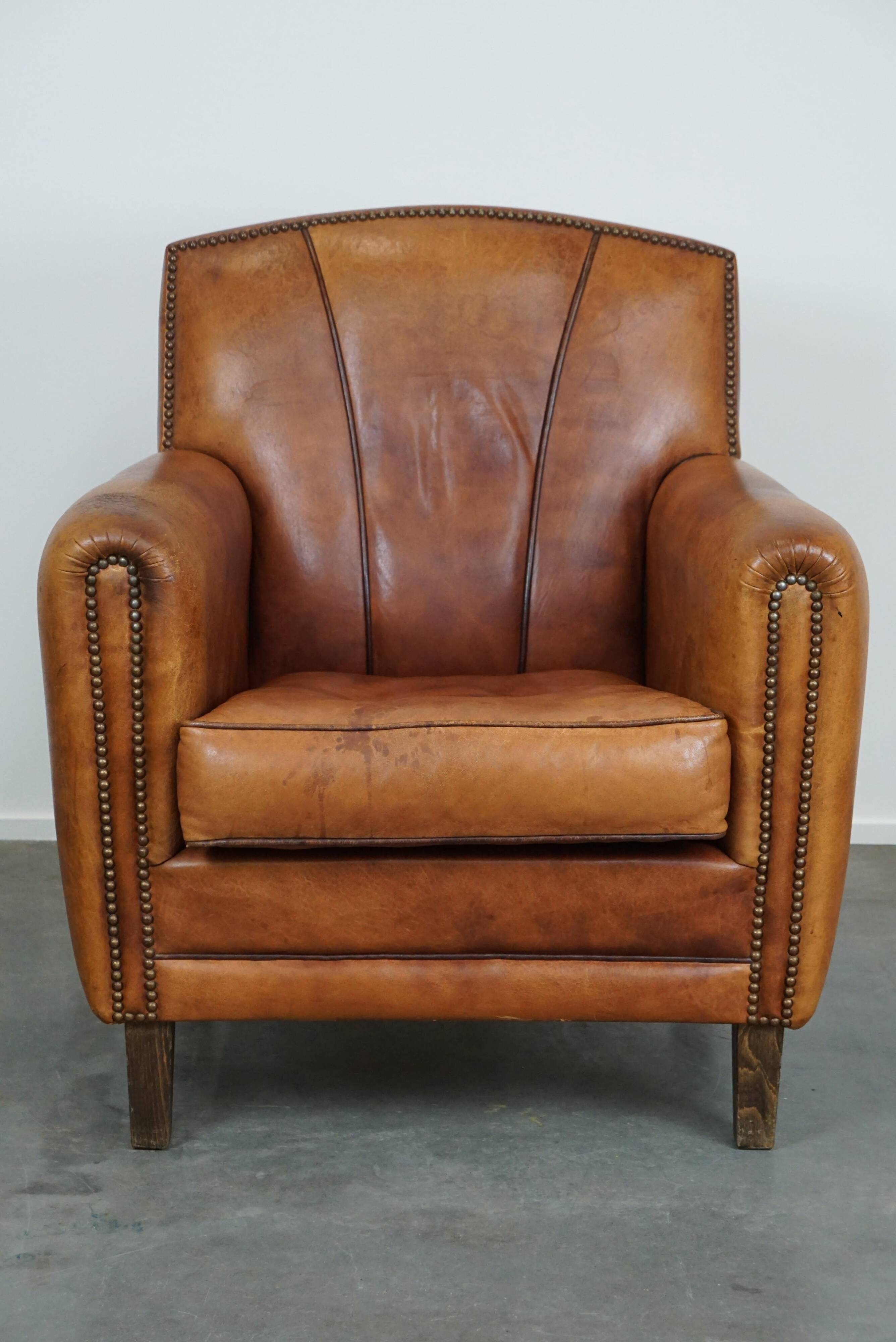Sheepskin ArtDeco design armchair with a beautiful appearance
