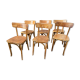 6 chairs bistro coffee wood curved vintage