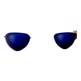 Sconces, signed, in satin blue glass paste from the 1930s