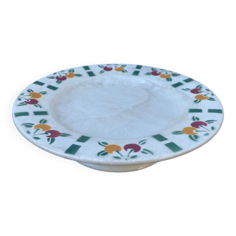Gien white ceramic compote bowl with fruit patterns