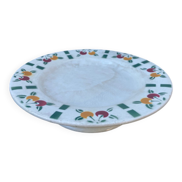 Compotier en céramique Gien blanc à motifs de fruits