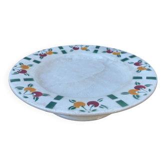 White Gien ceramic compotier with fruit patterns