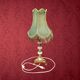 Lampe en métal doré et albâtre avec abat-jour frangé style Hollywood Regency - années 70