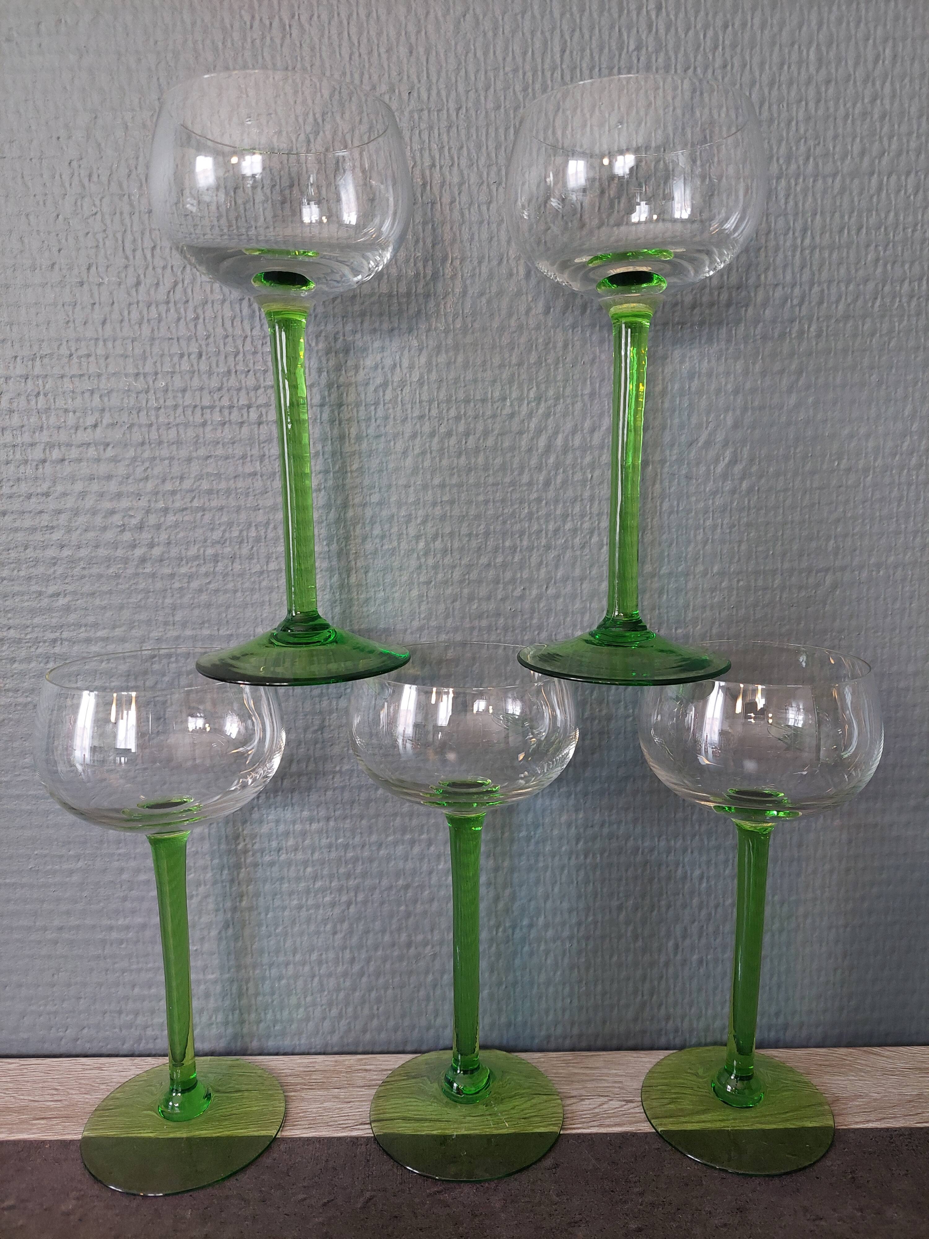5 Traditional Crystal Alsace Wine Glasses
