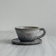 Handmade stoneware coffee set, 6 cups, saucers and sugar bowl, natural tones