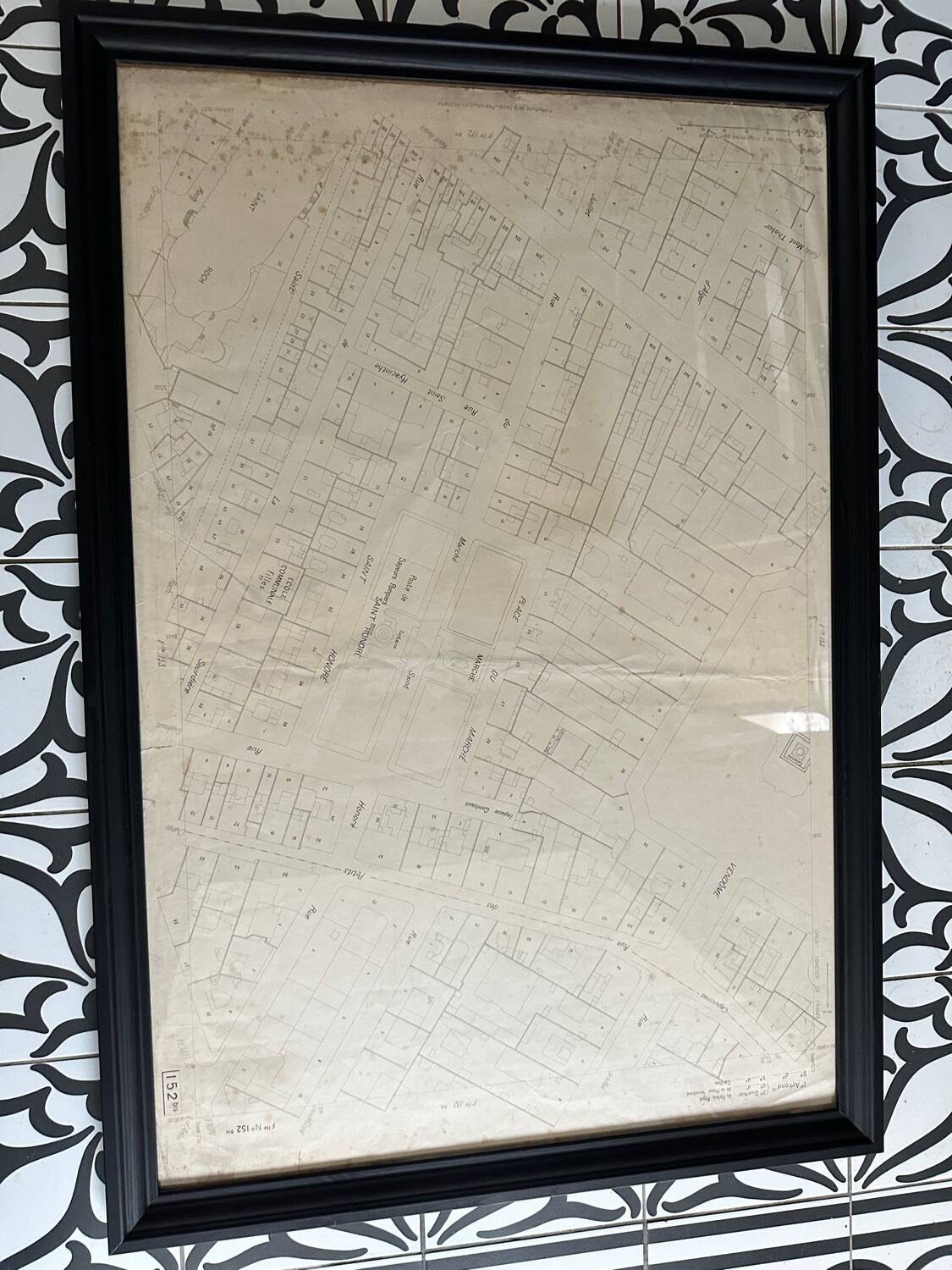 Poster large old map of paris 1739