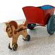 Horse cart and tin cart, old pull toy