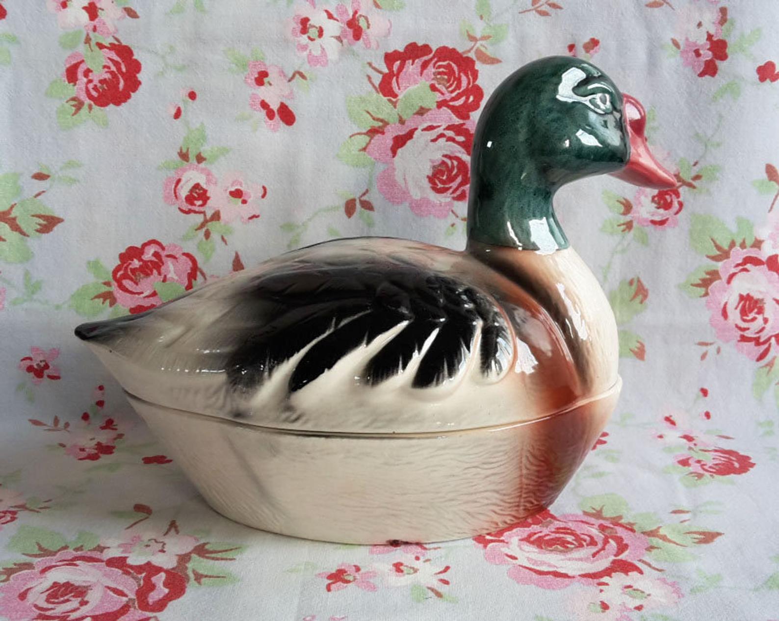 Terrine Michel caugant in duck shape tadorne by belon barbotine zoomorphe