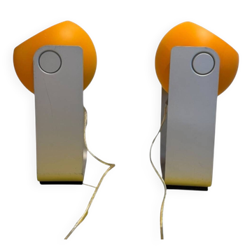 Pair of Space Age orange eyeball lamps by Massive Belgium
