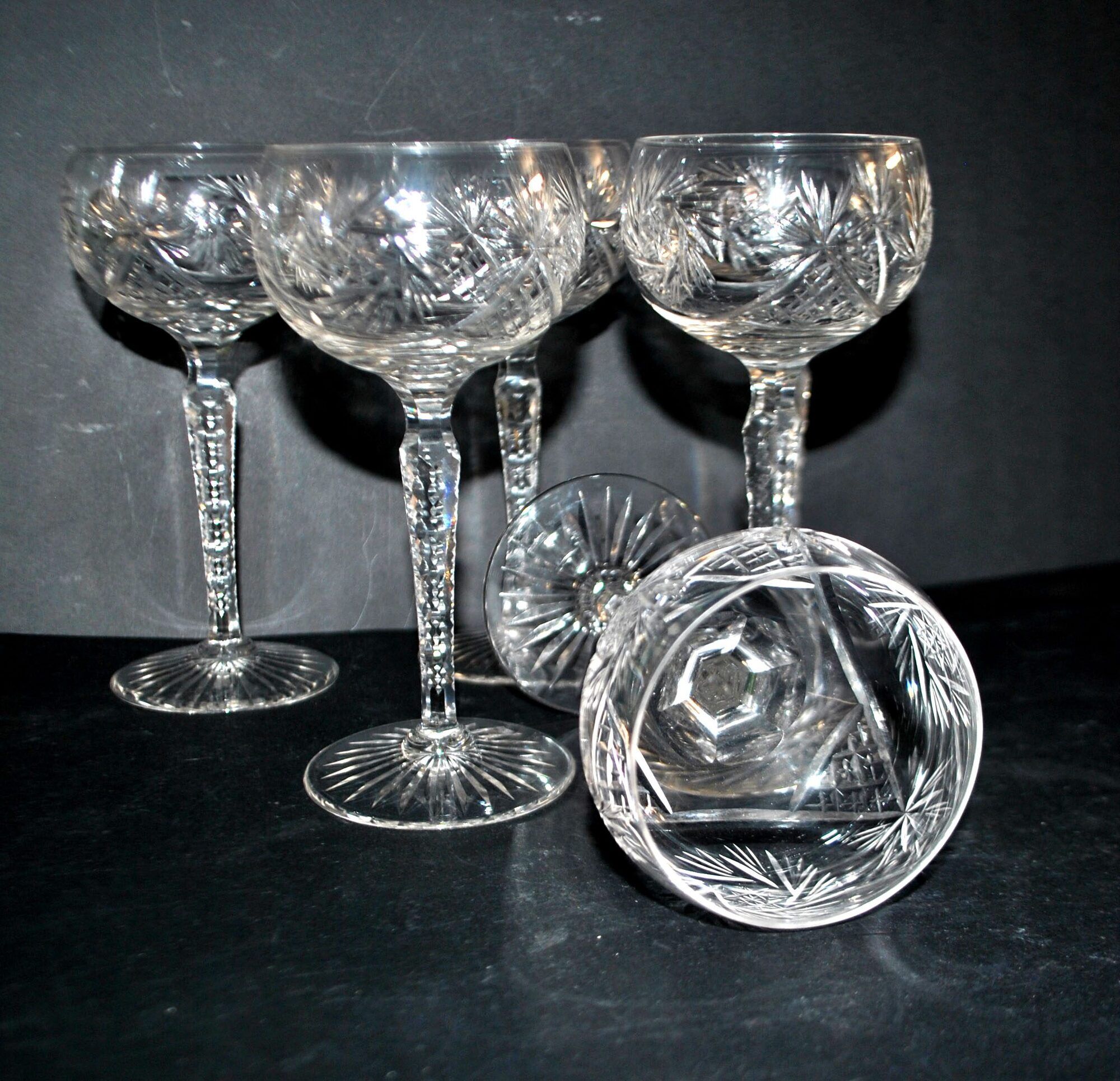 SAINT-LOUIS Balloon Wine Glass ROEMER in cut crystal star 1930 H15.3cm