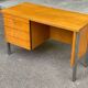 Scandinavian desk in wood and silver steel 1960 with 4 drawers