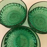 Mint-colored pressed glass bowls