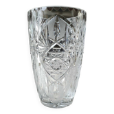 Boho chic vase in cut bohemian crystal. starry/crossions/foliage patterns. 20 x 12 cm