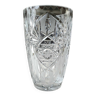 Vase boho chic en cristal de bohème taillé. motifs étoilés/croisillons/feuillus. 20 x 12 cm
