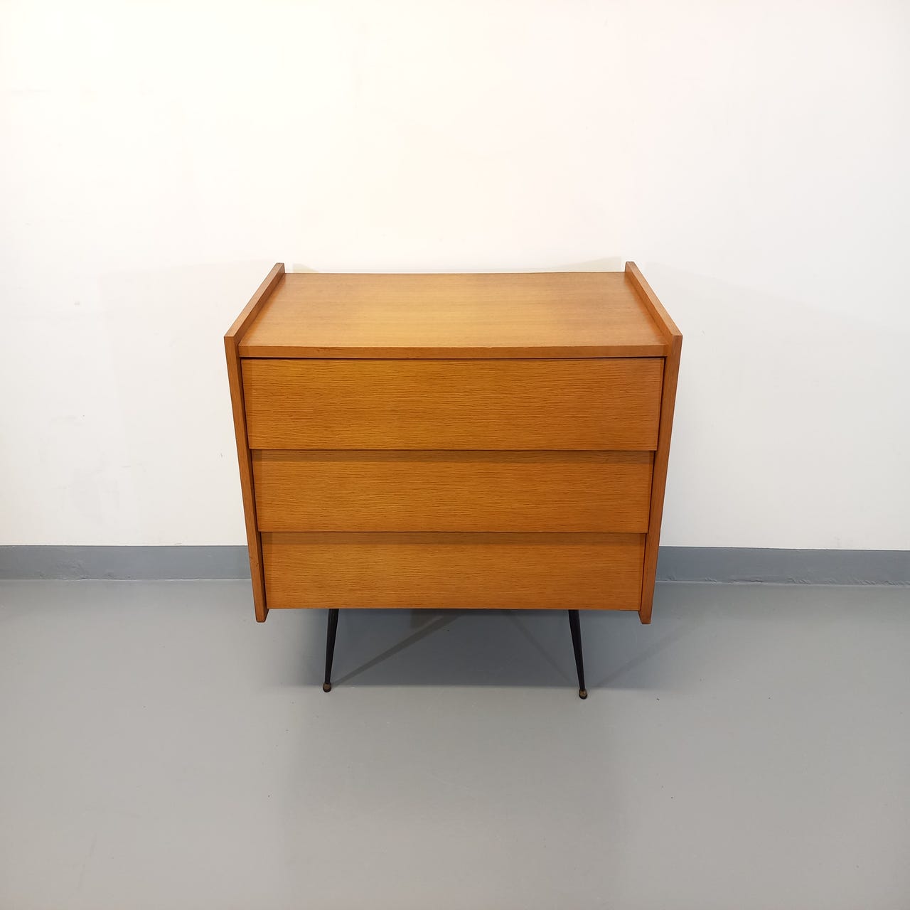 Wooden and black metal chest of drawers from the 50/60s